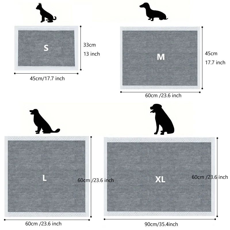 the ABSORBENT DOG PADS - 100/50/40/20PCS Absorbent Dogs Diapers, Disposable Puppy Training Pee Pads, Quick Dry Bamboo Charcoal Surface Mat, Clean Cushion