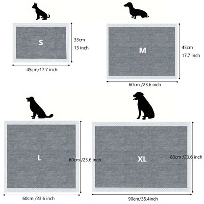 the ABSORBENT DOG PADS - 100/50/40/20PCS Absorbent Dogs Diapers, Disposable Puppy Training Pee Pads, Quick Dry Bamboo Charcoal Surface Mat, Clean Cushion