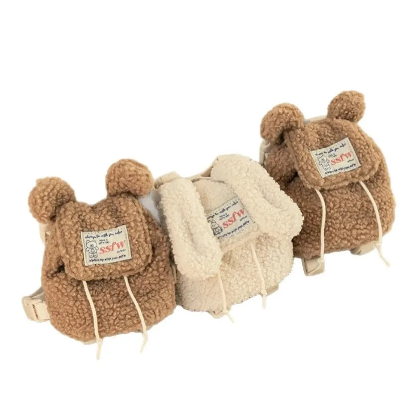 Ins Pet Dog Pet Outdoor Pets Plush Backpacks Backpack Snack Bags Teddy Decorations Dog Accessories for Small Dogs Dog Poop Bag