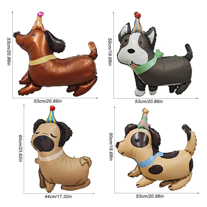 Dog Balloon Dog Birthday Balloon Cute puppy Foil Mylar Balloons for Kids dog themed Birthday Baby Shower Pet Party Decorations
