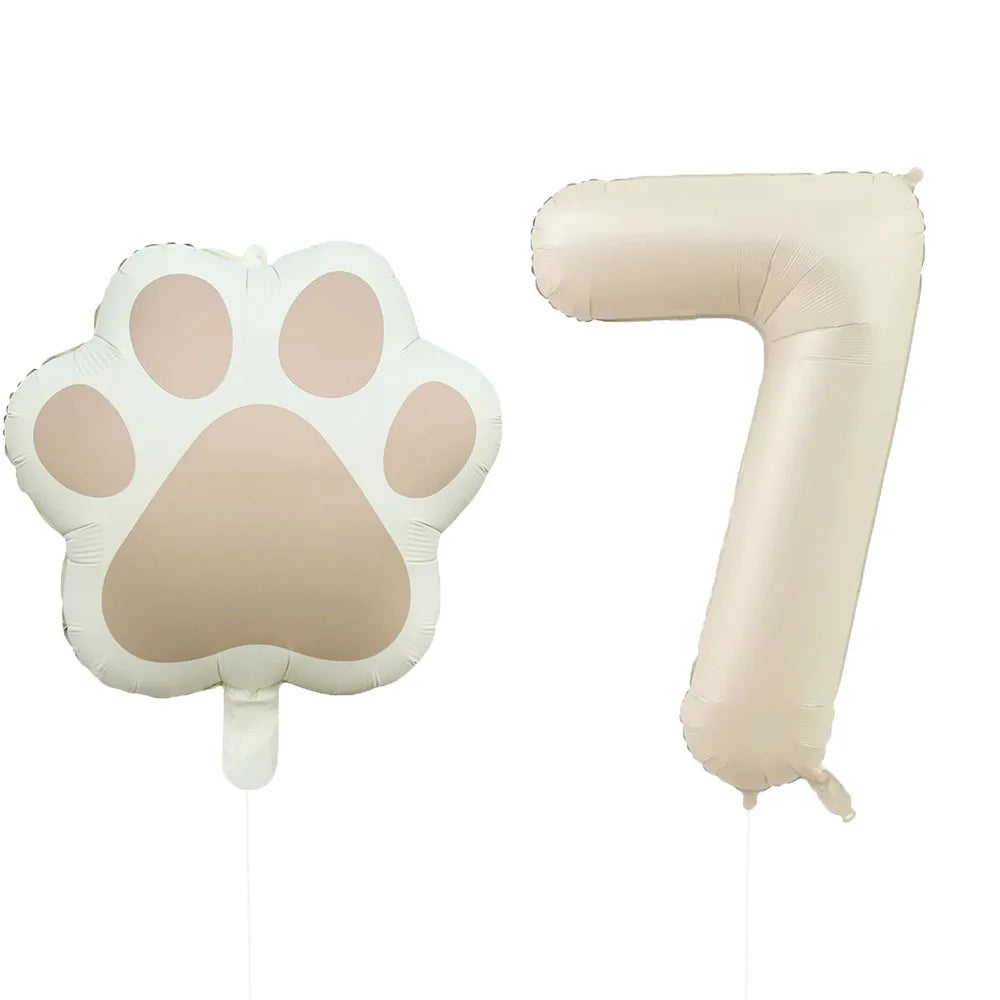 2 Pieces/Set Let us Pawty Big Dog Paws Aluminum Balloons 32 Inch Figure 1 2 3 4 Year Old Birthday Party Decoration Balloon Baby
