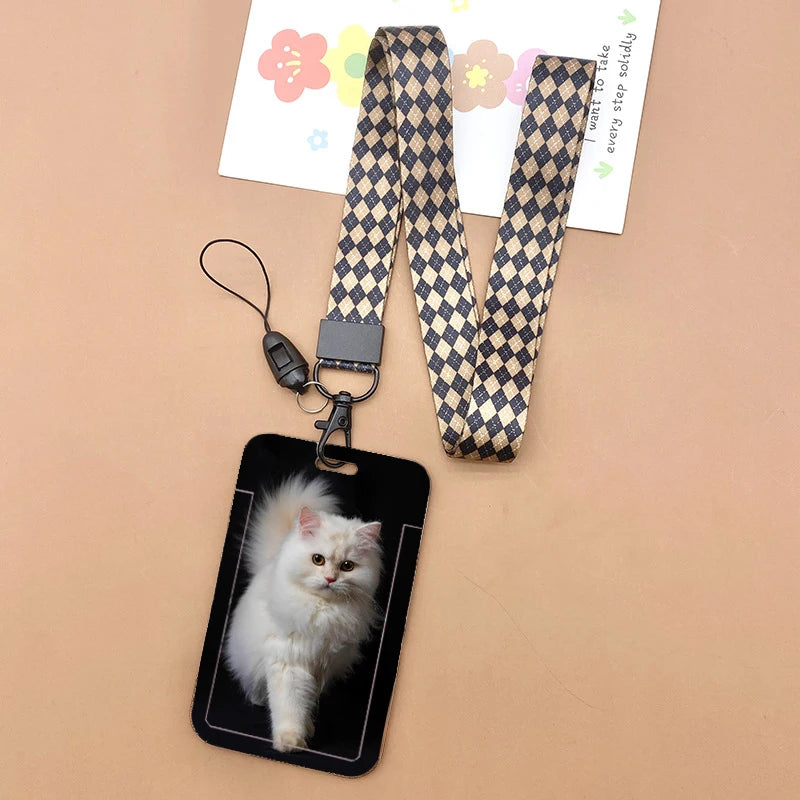 Cat and dog pattern Bank Credit ID Card Student Bus Card Holders Storage Protective Shell Pendant