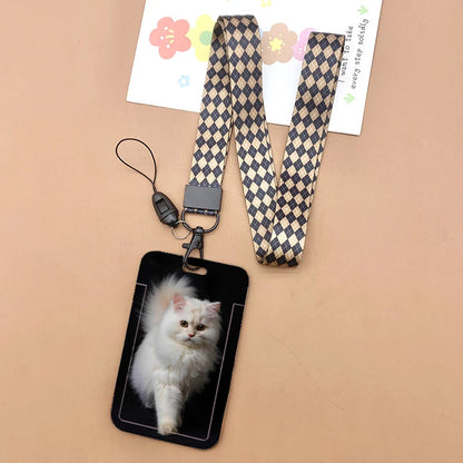 Cat and dog pattern Bank Credit ID Card Student Bus Card Holders Storage Protective Shell Pendant