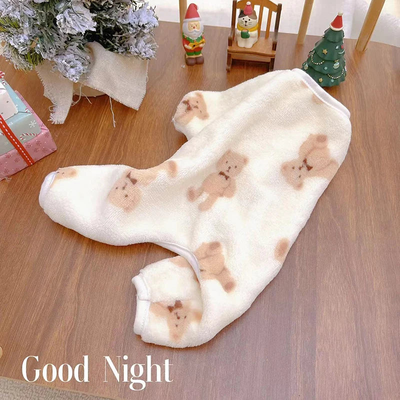 Pet Autumn Winter Pajamas Puppy Cute Bear Jumpsuit Dog Plush Jacket for Small Medium Dogs Cats Clothes Chihuahua Teddy Costumes