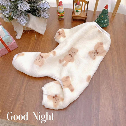Pet Autumn Winter Pajamas Puppy Cute Bear Jumpsuit Dog Plush Jacket for Small Medium Dogs Cats Clothes Chihuahua Teddy Costumes