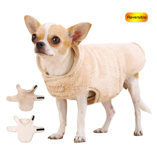 Winter Warm Dog Jacket Sweater For Small Medium Dogs Cats Reversible Fleece Puppy Pedded Clothes Coat Chihuahua Yorkie Costume