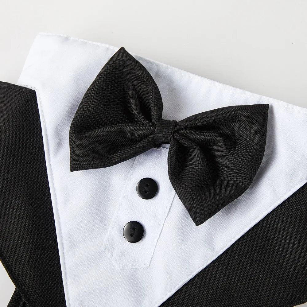 the DON JUAN DOG - Dog Tuxedo Costume, Formal Shirt Dog Wedding Black Jacket Suit, Pet Puppy Prince Ceremony Bow Tie Suit Small Dogs Cat Vest Clothes