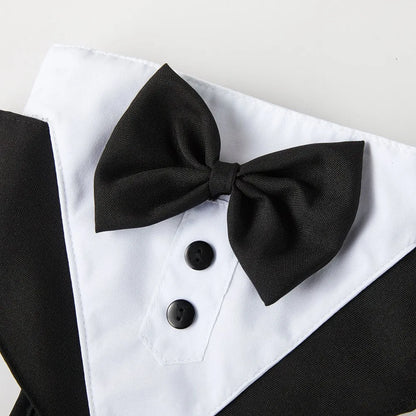 the DON JUAN DOG - Dog Tuxedo Costume, Formal Shirt Dog Wedding Black Jacket Suit, Pet Puppy Prince Ceremony Bow Tie Suit Small Dogs Cat Vest Clothes