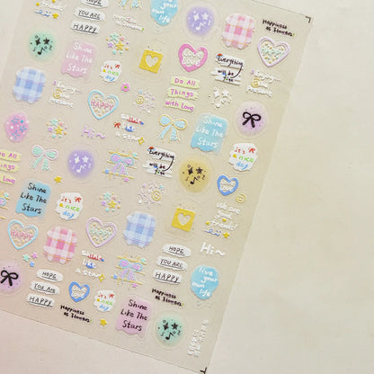 Colorful Balloon Cute Puppy Flower Cherry Bowknot Love Happy Dog Animal Self Adhesive Nail Art Sticker Decoration Manicure Decal