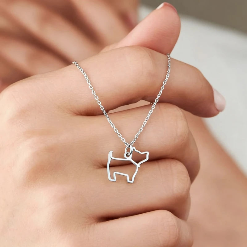 Tiny Dog Pendant Necklaces Stainless Steel Necklaces Chain Necklace for Women Children Gift Jewelry Fashion Necklace
