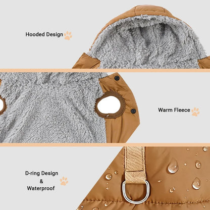 the WARMPAW HOODED FLEECE DOG COAT - Warm Fleece Dog Coat with Hood, Waterproof Winter Pet Puppy Clothes for Small/Medium Dogs/Cats, French Bulldog, Hoodie Costume