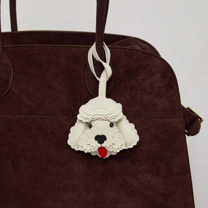 Sheepskin Handmade Real Leather Cute Teddy Dog Bag Charm KeyChain Gift Cute Decoration For Bags Exquisite Charm Bag Accessories