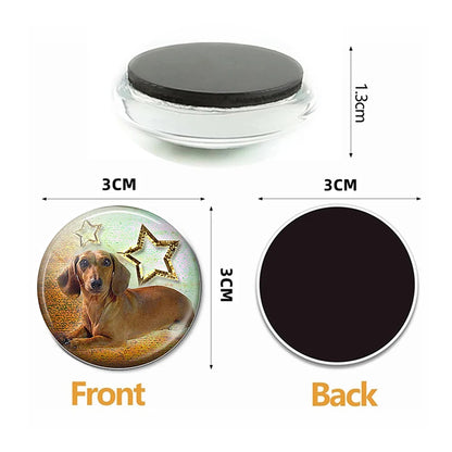 Yellow Brown Dachshund 30MM Fridge Magnet Handmade Weiner Dog Glass DomeRefrigerator Magnets Sticker Cute Animals Kitchen Decor
