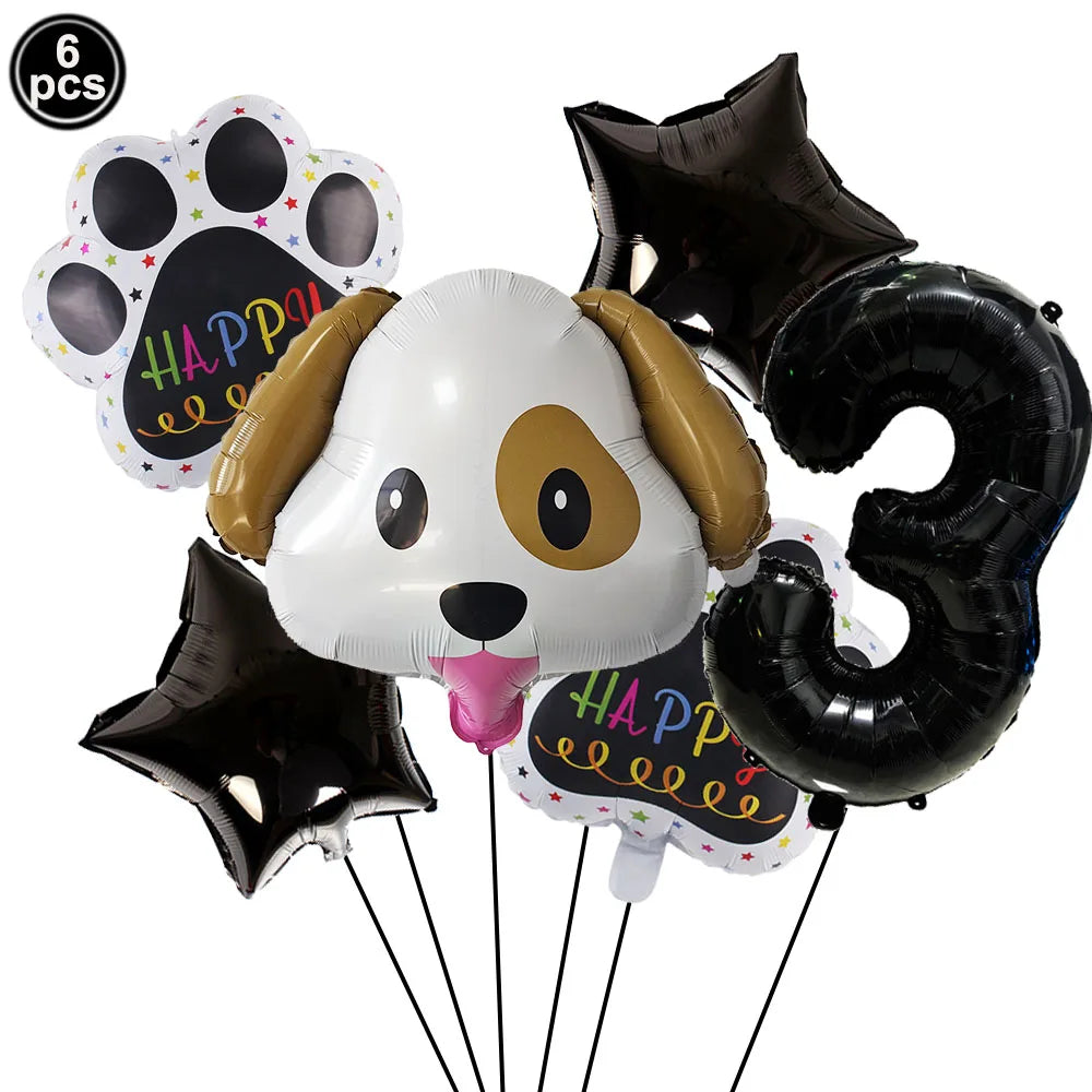 Dog Theme Party Digital Balloon Dog Head Dog Paw and Pink Dog Bone Shaped Foil Balloon Baby Shower Kids Birthday Pets Decoration
