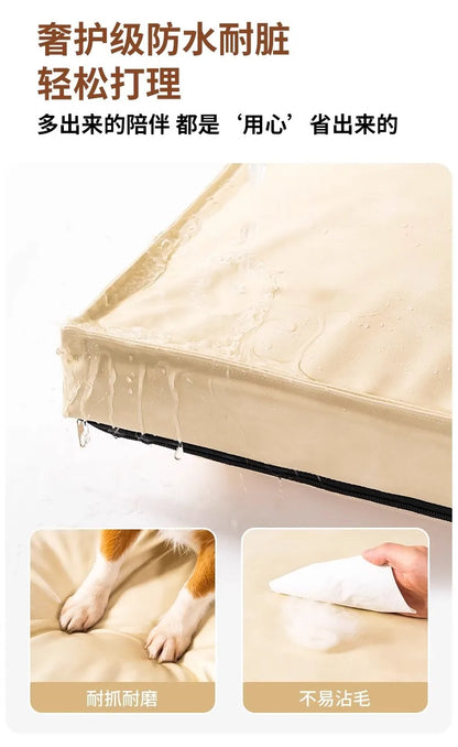 t‌he COZY COOLING PET MAT - All-Season Washable Leather Dog Bed - Removable Pet Mat, Summer Cooling Pad, Cozy Sleep Solution, Durable Pet Furniture