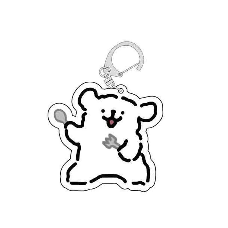 Cartoon Little White Dog Key Chain Cute Acrylic Maltese Dog Bag Pendant Micro Landscape Decoration Key Ring Jewelry Wholesale