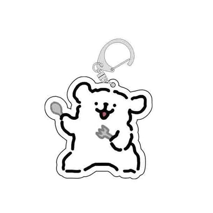 Cartoon Little White Dog Key Chain Cute Acrylic Maltese Dog Bag Pendant Micro Landscape Decoration Key Ring Jewelry Wholesale