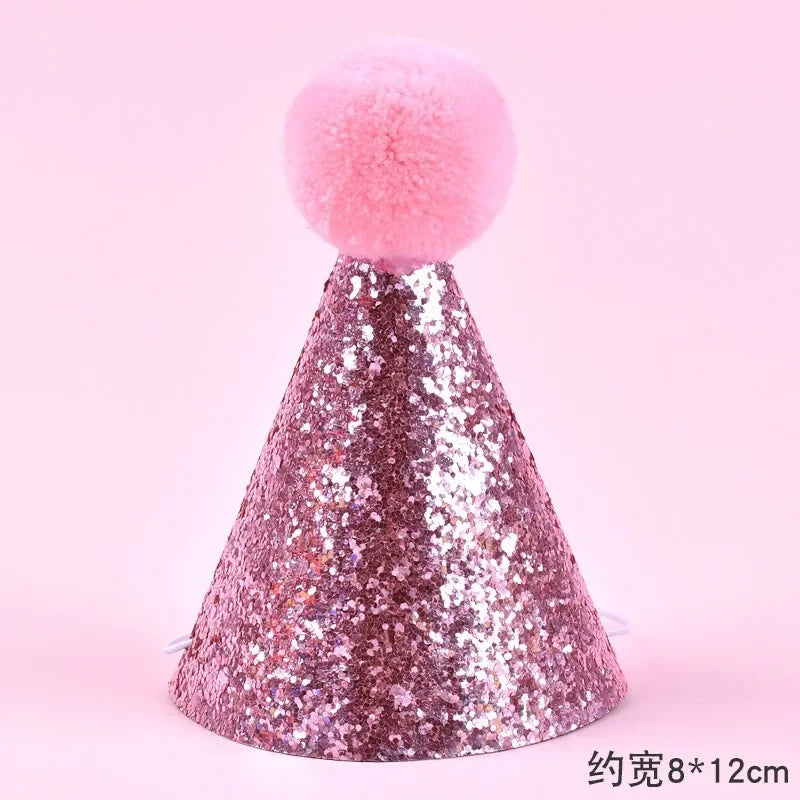 Cute Pet Birthday Caps With Bowknot Cat Dog Costume Sequin Headwear Cap Hat Christmas Party Pets Accessories Decoration