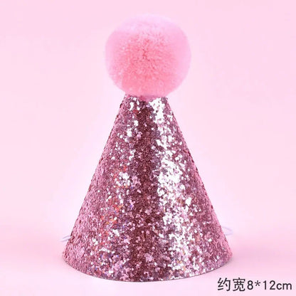 Cute Pet Birthday Caps With Bowknot Cat Dog Costume Sequin Headwear Cap Hat Christmas Party Pets Accessories Decoration