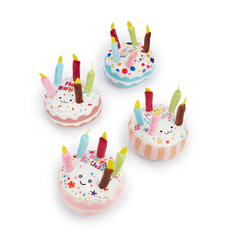 BOOTEELY Birthday Cake Pet Dog Soundmaking Interest Toys Bite Resistant Molar To Pass The Time Plush Gnaw Toys Birthday Gift