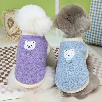 Winter Warm Dog Clothes with D-ring Plush Dog Coat for Small Medium Dogs Soft Puppy Clothes Chihuahua Yorkie Clothing Pet Supply