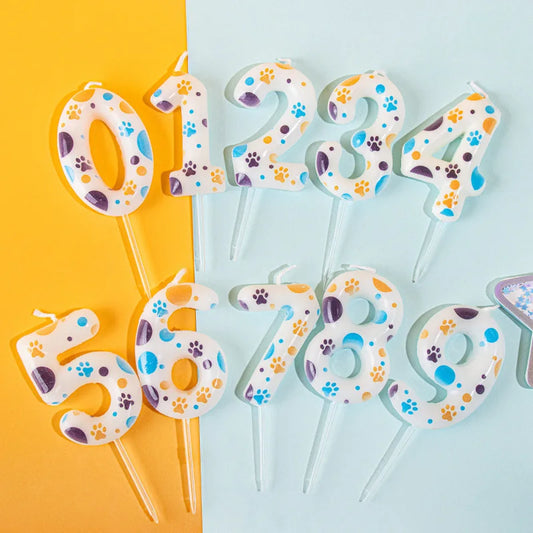 Cute Puppy Paw Print Number Birthday Candles, Suitable For Cake Decorations, Birthday Celebrations, Anniversary Commemorations