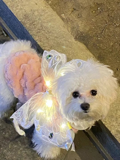 Dog wings glowing butterfly back decoration puppy summer clothes chest back decoration small dog Pomeranian Teddy Bigbear