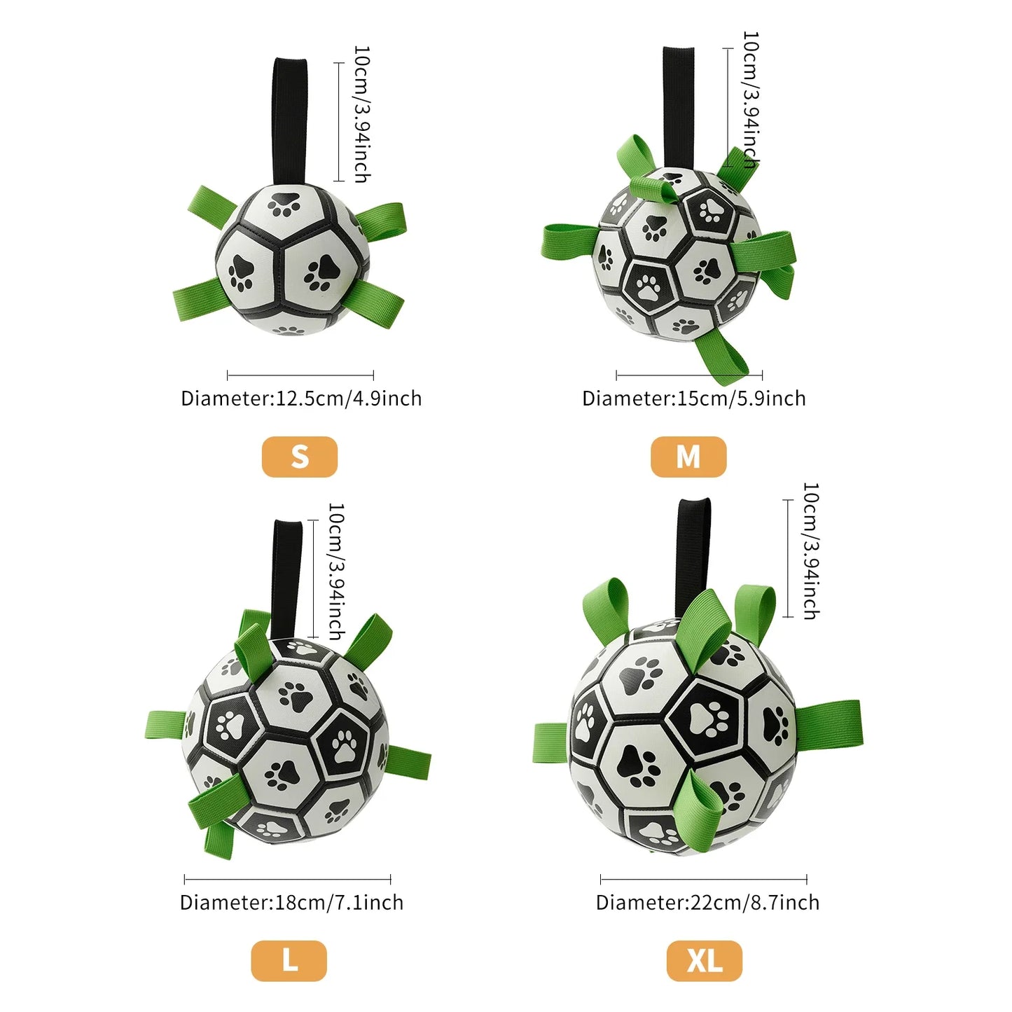 Dog Toys Soccer Ball with Straps Interactive Dog Toy for Tug of War Puppy Birthday Gifts Toy Durable Balls for Medium Large Dogs