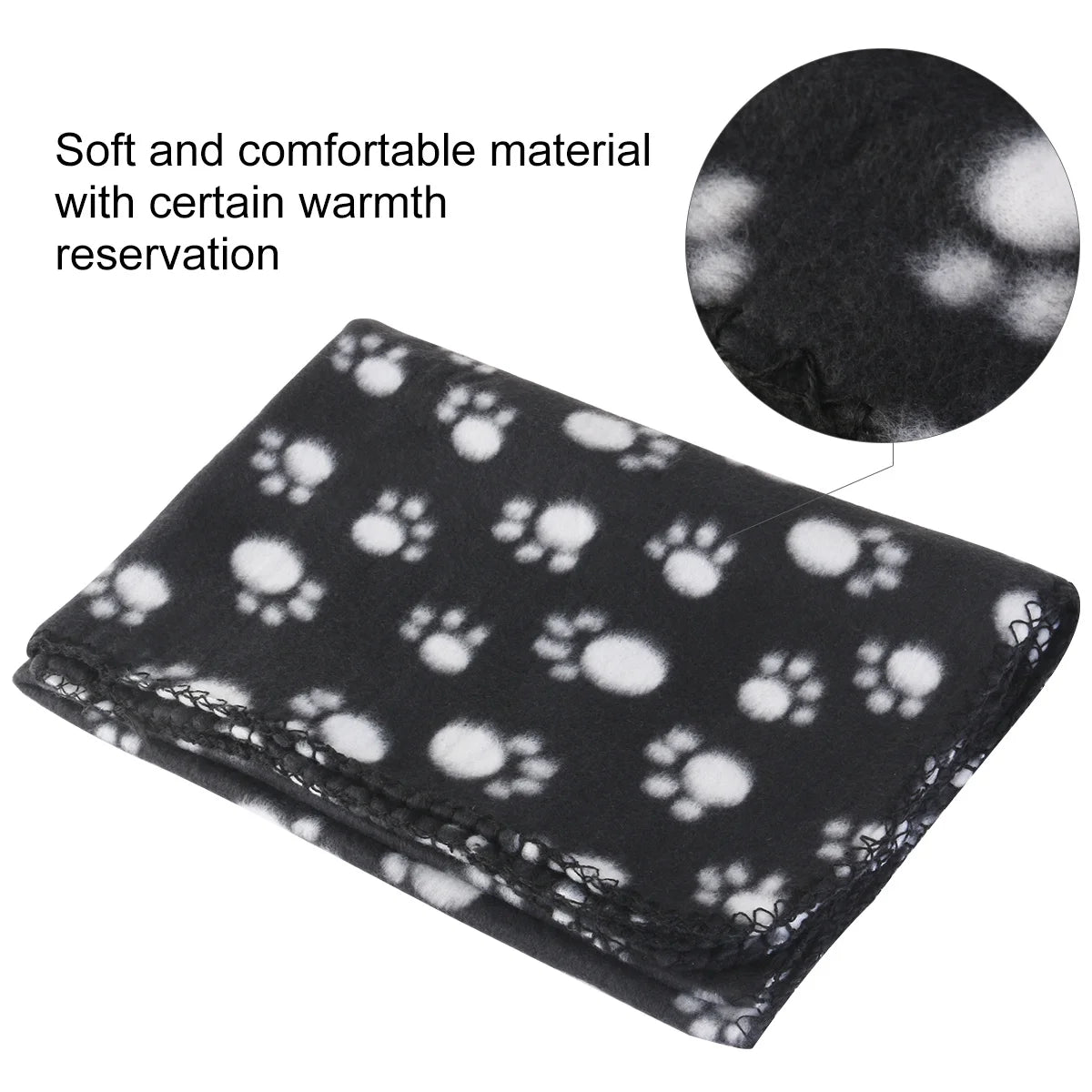 Double Sided Fleece Pet Blanket Black 100x70cm Soft for Dog Cat Bed Cushion Floor Seat Cover Pet Bed Mat
