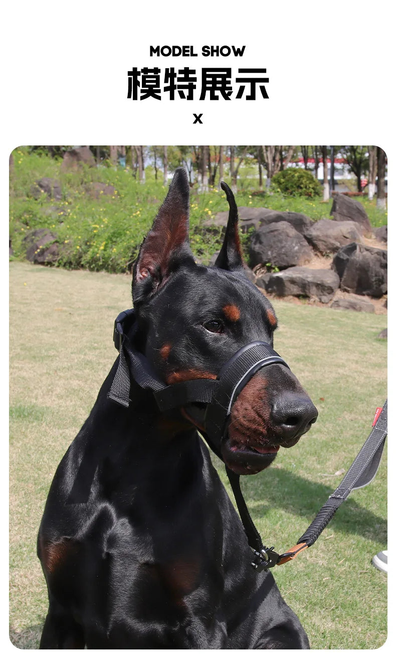 the MUZZLE STRAP - Dog Muzzle for Large/Medium Dogs – Anti-Bite, Anti-Bark Adjustable Pet Mouth Mask with Leash Loop, Training Walking Nylon Muzzle