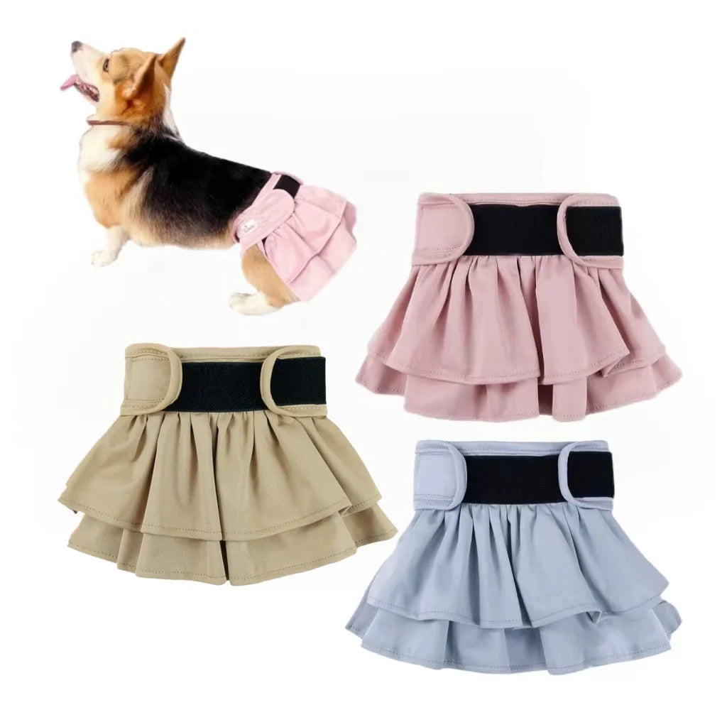 Washable Female Dog Diaper Cute Houndstooth Dress Short Underware Belly Bands Reusable Pet Panties Sanitary Pant Diapers