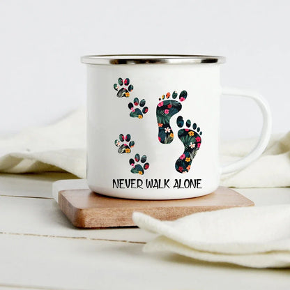 Peace Love Dogs Print Creative Enamel Coffee Mugs Cartoon Dachshunds Dog Paw Party Beer Juice Milk Cups Friend Birthday Gifts