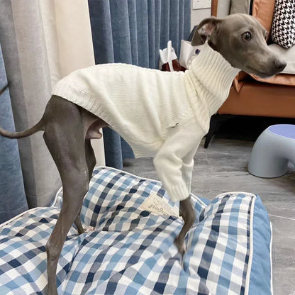 Italian Greyhound Sweater Whippet Turtleneck White Knitted Sweater Warm Pet Clothing