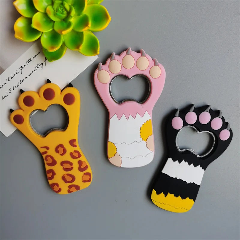 Cartoon Cute Animal Paw Wine Bottle Opener Beer Bottle Opener Cat Magnet Refrigerator Sticker Dog Fridge Magnet Beer Opener