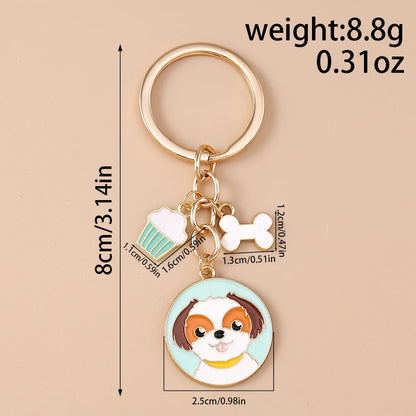 Cute Enamel Puppy Dog Keychain Cartoon Animal Key Ring Pendants for Women Girls Handbag Accessories DIY Jewelry Gifts