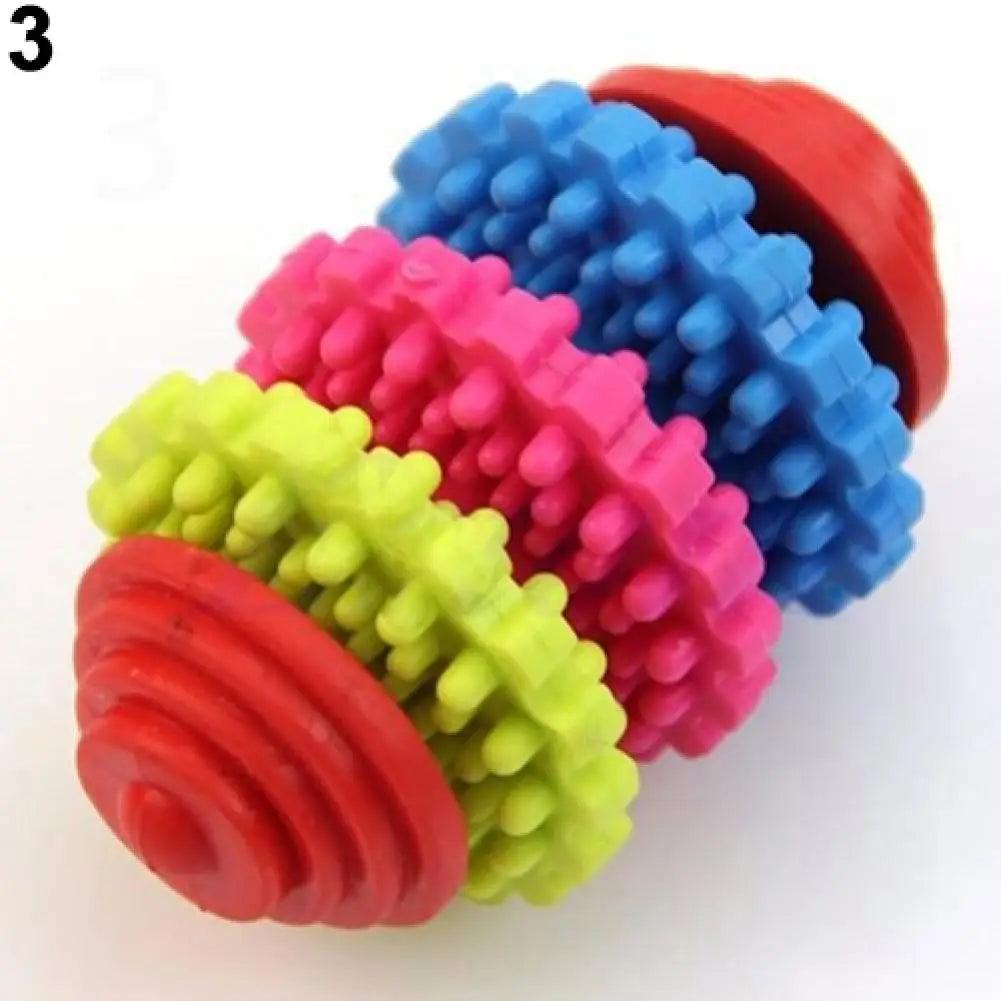 New Durable Rubber Pet Dog Puppy Cat Dental Teething Healthy Teeth Gums Chew Toy Rainbow Gear Teeth Cleaning Toy