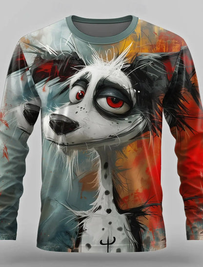 the FURRY FRIEND - Vintage Long Sleeve T-Shirts, Funny Dog 3D Print Streetwear Loose Men/Women/Unisex Round Neck Harajuku Oversized T-Shirt Clothes