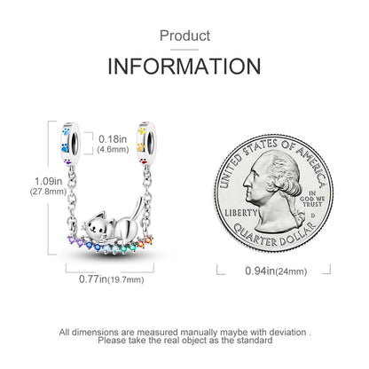 Dog Pet Charms 925 Silver Doggy Paw French Bulldog Bones Beads fit Original Bracelet DIY Fine Jewelry