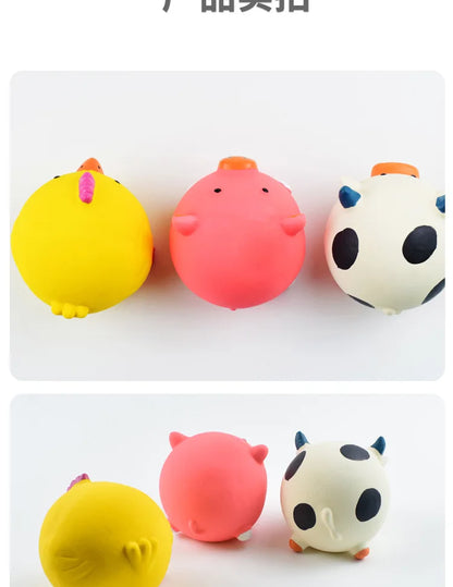 Animals Design Durable Dog Chew Toys Pigs, cows, chickens, Tough Squeaky Dog Grinding Teeth Toys,Pet latex to clean teeth toys