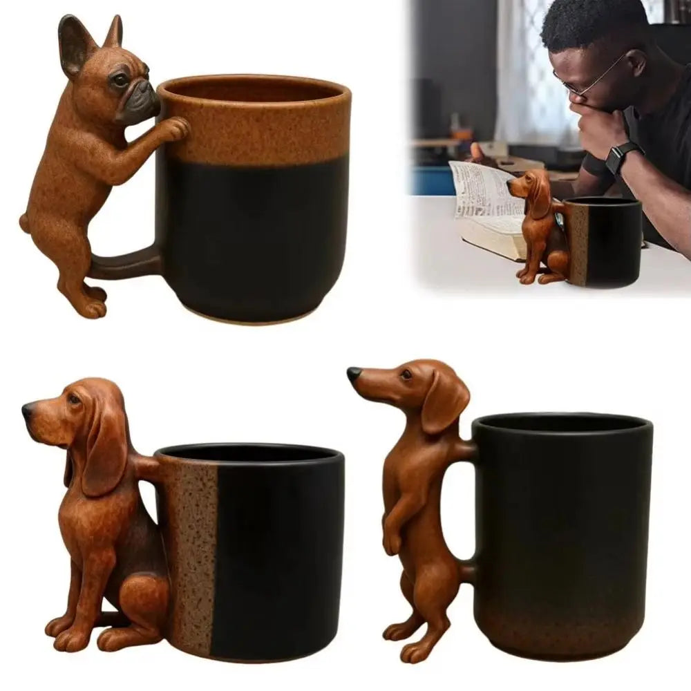 With Handle Dachshund Coffee Mug Puppy Design Adorable Puppy Decoration 3D Animal Mug Handcrafted Dog Lovers Drinkware