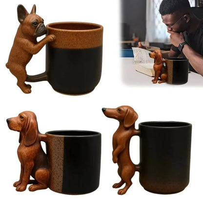 With Handle Dachshund Coffee Mug Puppy Design Adorable Puppy Decoration 3D Animal Mug Handcrafted Dog Lovers Drinkware