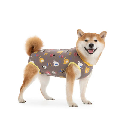 Large Dog Surgery Recovery Suit Cartoon Animal/Fruit Print Cotton Onesie Jumpsuit for Labrador Shiba Golden Retriever