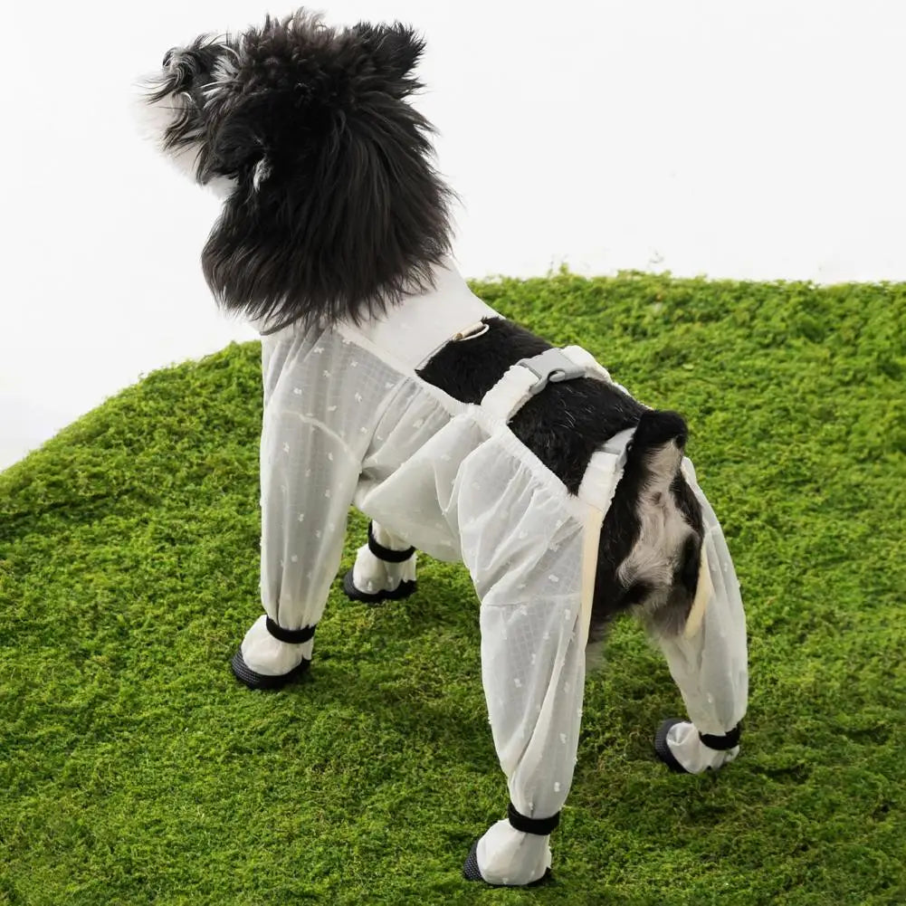 Pet Anti Dust Pants with Boots Waterproof Dog Paw Protector Shoes with Adjustable Suspender for Outdoor for Small for Dogs