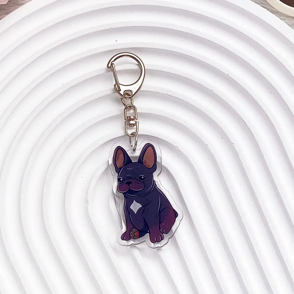 French Bulldog Acrylic Keychain - Cute Puppy Charm, Pet Lover Gift, Kawaii Dog Keyring for Backpack Car/Bag/Pendant Accessories