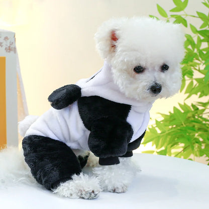 Dog Clothes Autumn And Winter Thick Warm Hat Panda Quadruped Coat Windproof Pet Clothes Suitable For Small And Medium-sized Dogs