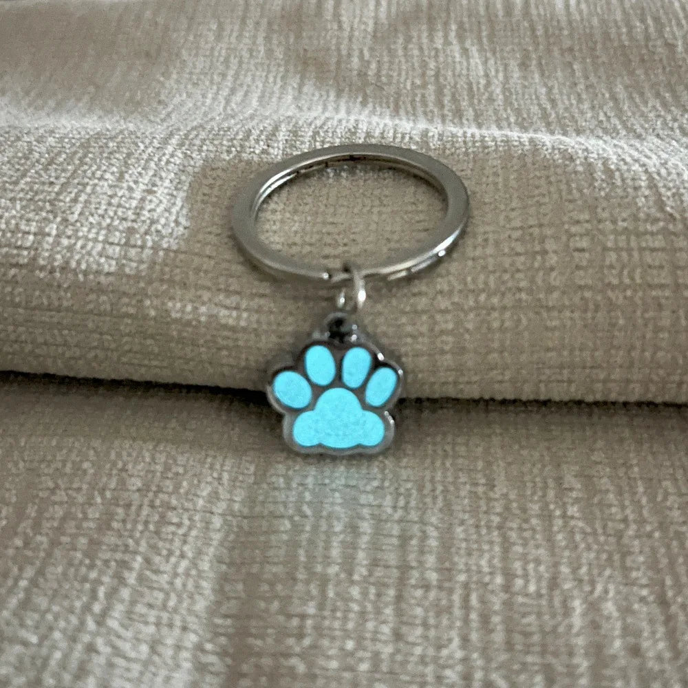 Luminous Dog Cat Paw Keychain Creative Green Blue Glow In Dark Key Ring Bag Accessories For Holder Bag Charm For Women