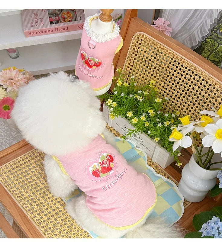 Pet Dog Cat Puppy Japanese Korean Soft Cute Spring Summer Vest Small Medium Dog Teddy Bichon Clothing Supplies