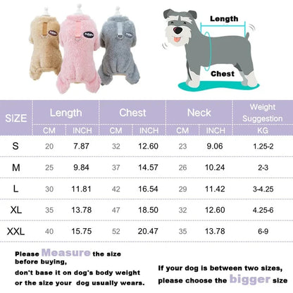 Autumn Winter Dog Cat Warm Clothes Pullover Plush Jumpsuit for Small Medium Dogs Chihuahua Poodle Bulldog Four-legged Coat