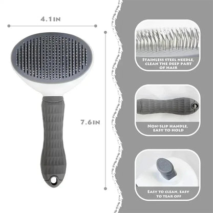 Dog Grooming Brush with Easy Clean Button, Pet Massage Comb for Effective Detangling and Hair Removal, Suitable for Dogs