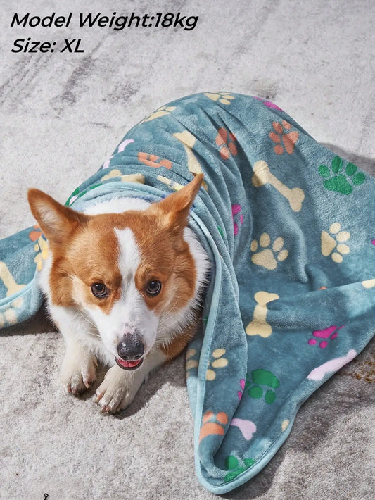 1pc  Pet Blanket Dog Puppy Blanket Bone Print Fleece Blanket for Small Medium Large Dog Cat
